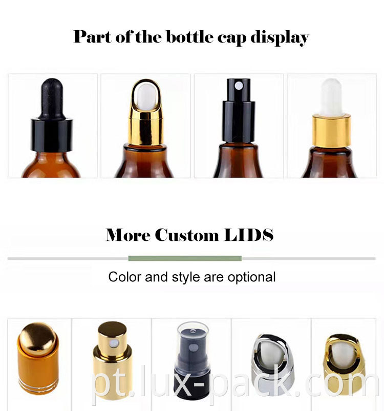 30ml 40ml 50ml de óleo essencial de vidro cosmético garrafas com tamanhos diferentes
